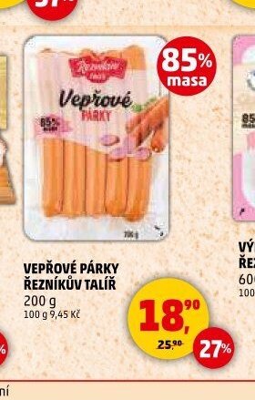 Vepřové párky Řezníkův talíř 200 g
