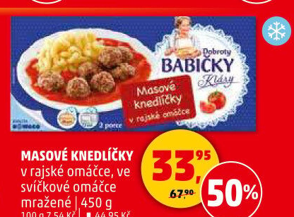 Knedlíčky masové v rajské omáčce mražené Dobroty babičky Kláry