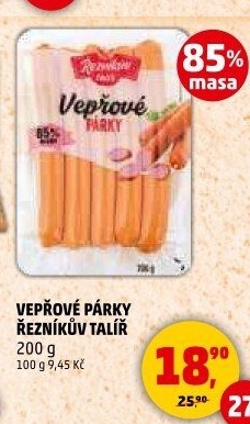 Párky vepřové Řezníkův talíř