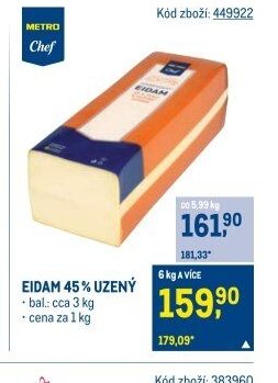 Metro Chef Eidam 45% uzený