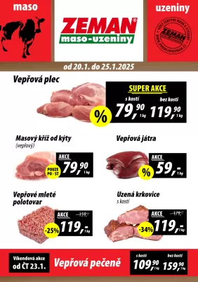 akční leták ZEMAN maso - uzeniny 20.1.2025-25.1.2025