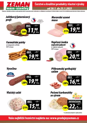 akční leták ZEMAN maso - uzeniny 20.1.2025-25.1.2025