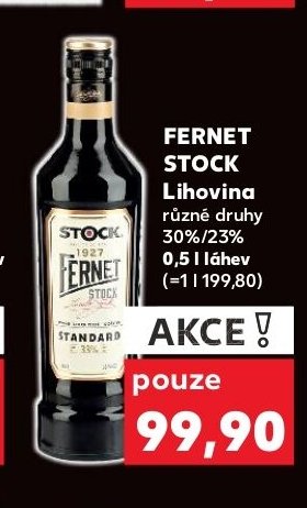 FERNET STOCK Lihovina různé druhy 30%/23% 0,5 l