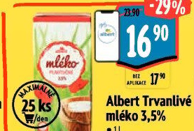 Mléko trvanlivé Albert - 3,5% plnotučné