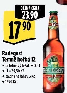 Pivo polotmavý ležák 12° Temně hořká Radegast