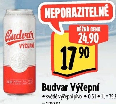 Pivo světlé výčepní Budweiser Budvar