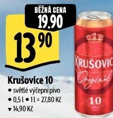 Pivo světlé výčepní Originál Královská 10° Krušovice