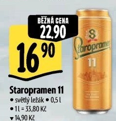 Pivo světlý ležák 11° Staropramen