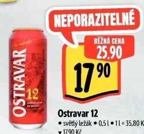 Pivo světlý ležák 12° Ostravar