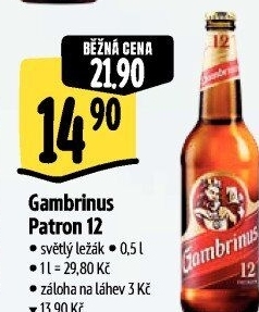 Pivo světlý ležák 12° Patron Gambrinus