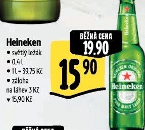 Pivo světlý ležák Heineken