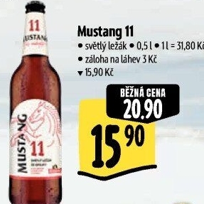 Pivo světlý ležák Mustang 11° Ostravar