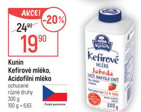 Acidofilní mléko ochucené Mlékárna Kunín