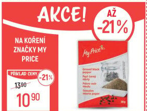 Koření Pepř černý mletý My Price