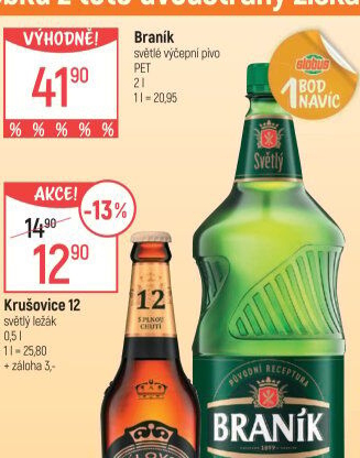 Pivo světlé výčepní 10° Braník