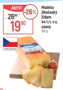 Sýr Eidam uzený 44% Jihočeský Madeta