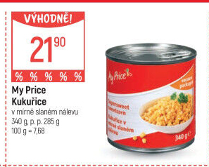 Kukuřice sterilovaná My Price