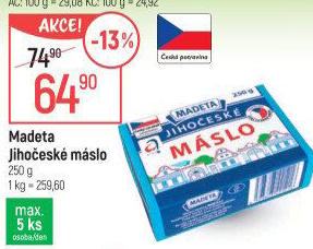 Máslo Jihočeské Madeta