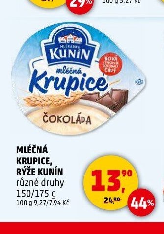 MLÉČNÁ KRUPICE, RÝŽE KUNÍN různé druhy 150/175 g