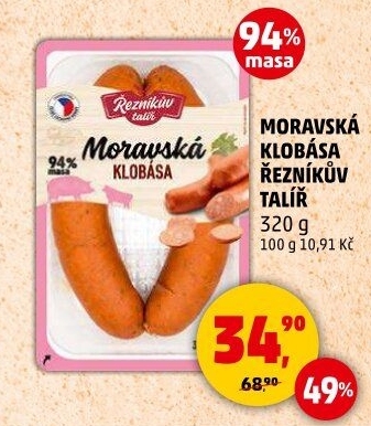 Moravská klobása Řezníkův talíř