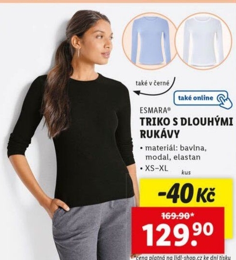 Dámské tričko s dlouhým rukávem Esmara