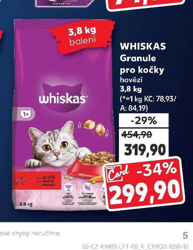 WHISKAS Granule pro kočky hovězí