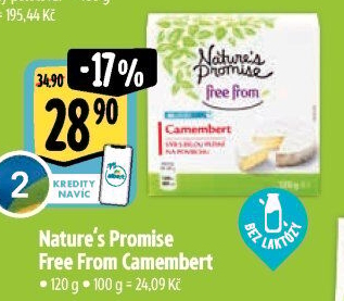 Sýr Camembert bez laktózy Free From Nature'