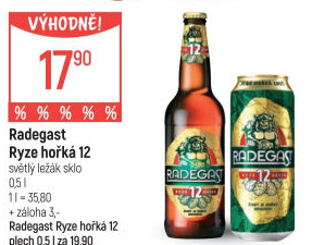 Pivo světlý ležák 12° Ryze hořká Radegast