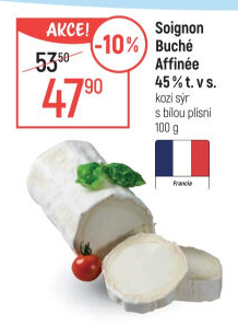 Sýr kozí s bílou plísní Buche affinée 45% Soignon