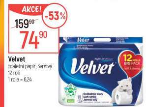 Toaletní papír 3vrstvý Velvet
