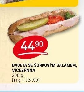 BAGETA SE ŠUNKOVÝM SALÁMEM, VÍCEZRNNÁ