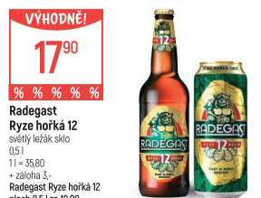 Pivo světlý ležák 12° Ryze hořká Radegast
