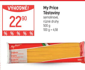 Těstoviny semolinové My Price