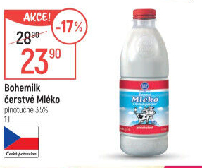 Mléko čerstvé Bohemilk - 3,5% plnotučné