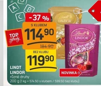 Bonboniéra Pralinky Lindor Lindt