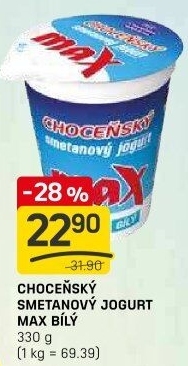 Jogurt smetanový max bílý Choceňský