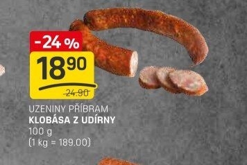 Klobása z udírny Příbramská uzenina