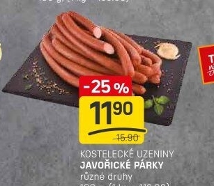 Párky javořické Kostelecké uzeniny
