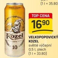 Pivo světlé výčepní 10°Velkopopovický Kozel