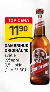 Pivo světlé výčepní Originál 10° Gambrinus