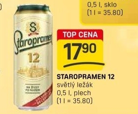 Pivo světlý ležák 12° Staropramen