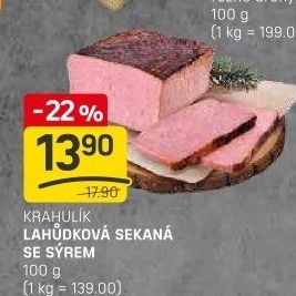 Sekaná lahůdková se sýrem Krahulík
