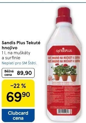 Hnojivo na muškáty a surfinie Sandis plus