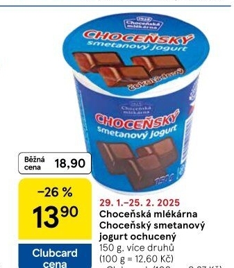 Jogurt smetanový ochucený Choceňský