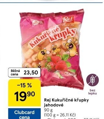 Křupky kukuřičné ochucené bez lepku Rej