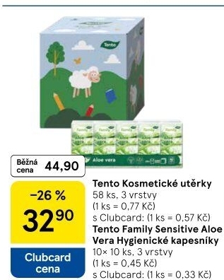 Papírové kapesníčky 3vrstvé Tento - box