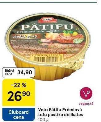 Prémiová tofu paštika delikates Veto Pâtifu