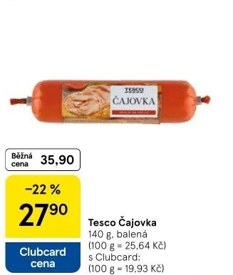 Salám Čajovka Tesco
