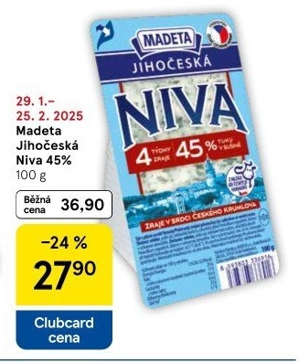 Sýr Niva Jihočeská 45% Madeta