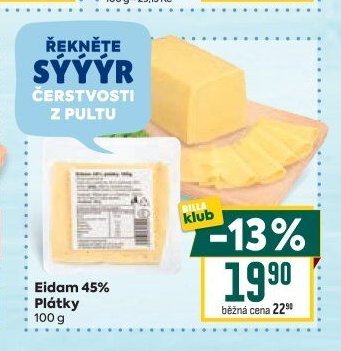 Eidam 45 % Plátky